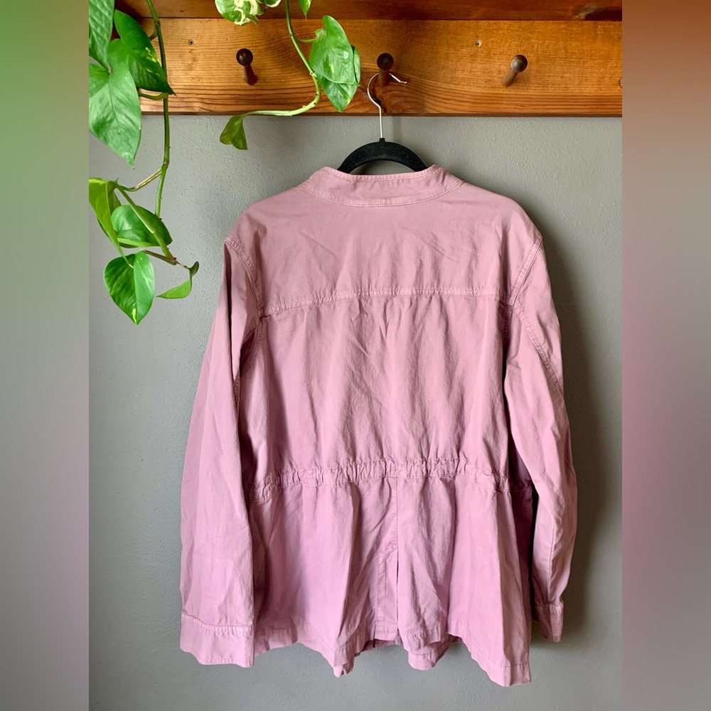 Evri lightweight canvas jacket 3X solid lavender drawstring waist Plus Size - Picture 2 of 5